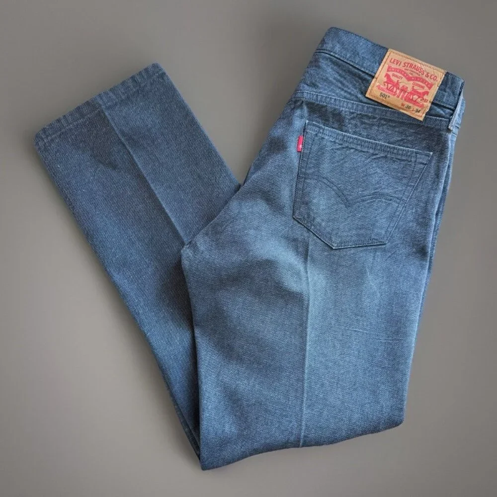 Levi’s 501 Straight Leg White Oak Cone Dark Gray Denim Button Jeans 36X34 Grunge